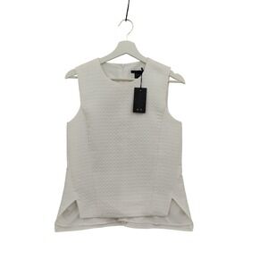 Armani Exchange Womens Minimalist Chic Textured Sleeveless Top S White Luxe NEW